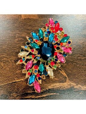 Rhinestones Large Statement Brooch ,New